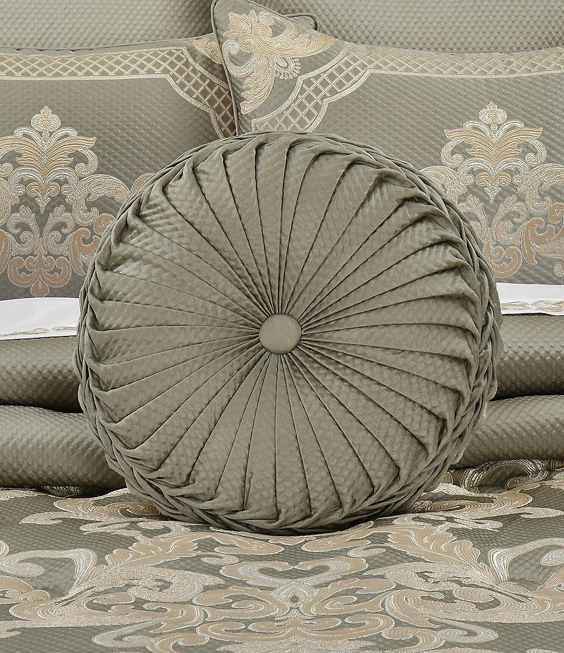 J. Queen New York Piazza Button-Tufted Round Pillow