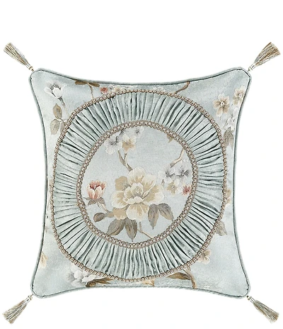 J. Queen New York Prestige Woven Floral Multi-Colored Tassels Square Decorative Throw Pillow