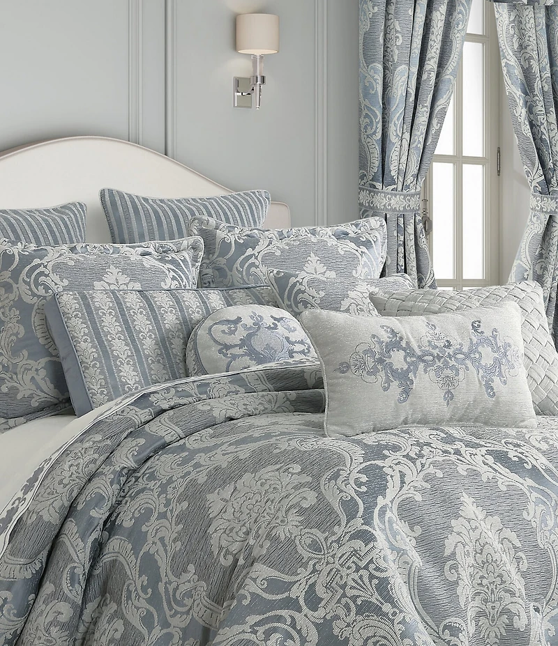 J. Queen New York Queensbury Embroidered Damask Boudoir Throw Pillow