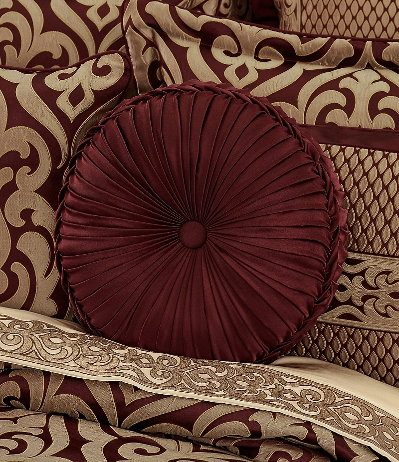 J. Queen New York Renzo Button-Tufted Braided Detail Round Pillow