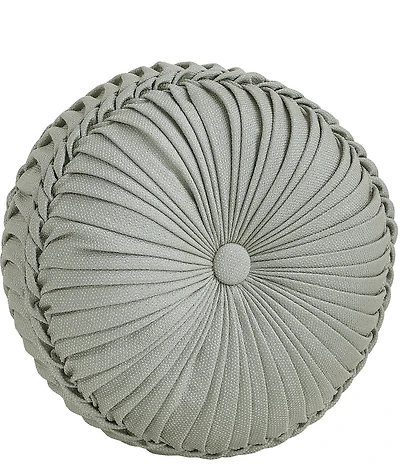 J. Queen New York Rita Button-Tufted Pleated Detail Woven Round Pillow