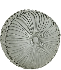 J. Queen New York Rita Button-Tufted Pleated Detail Woven Round Pillow