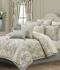 J. Queen New York Rita Button-Tufted Pleated Detail Woven Round Pillow