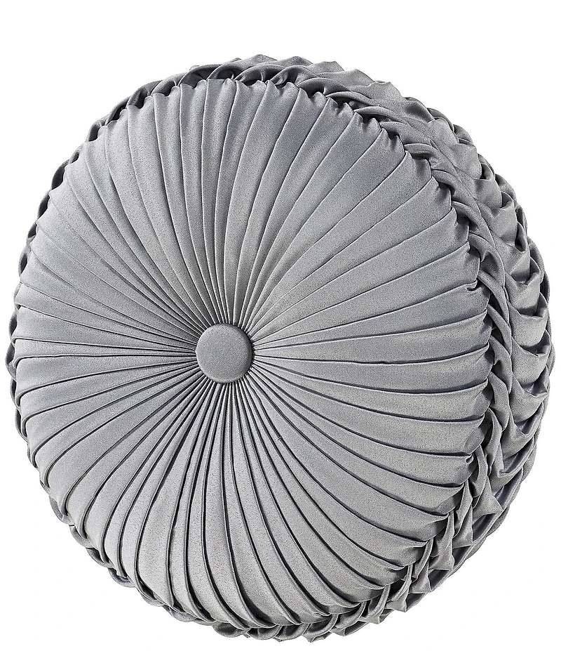 J. Queen New York Romero Button-Tufted Pleated Round Pillow