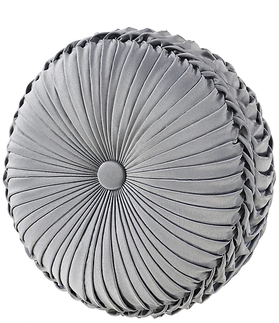 J. Queen New York Romero Button-Tufted Pleated Round Pillow