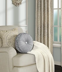 J. Queen New York Romero Button-Tufted Pleated Round Pillow