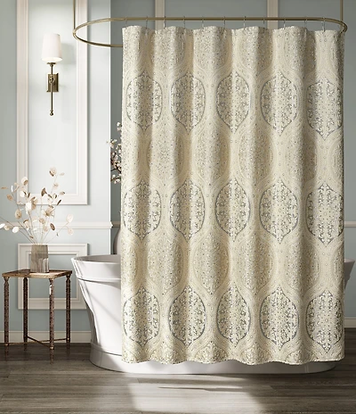 J. Queen New York Romero Shimmering Woven Medallion Shower Curtain