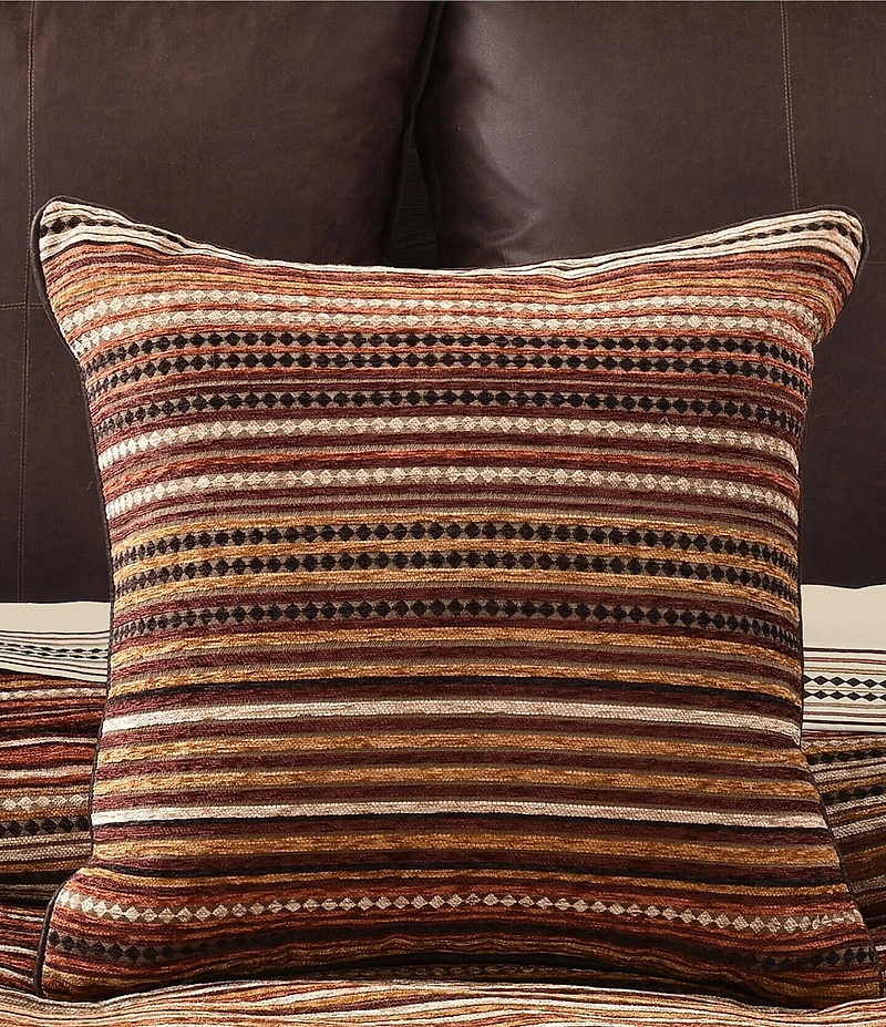 J. Queen New York Sundance Woven Chenille Stripe Reversible Decorative Square Pillow
