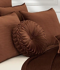 J. Queen New York Townsend Button-Tufted Pleated Round Pillow