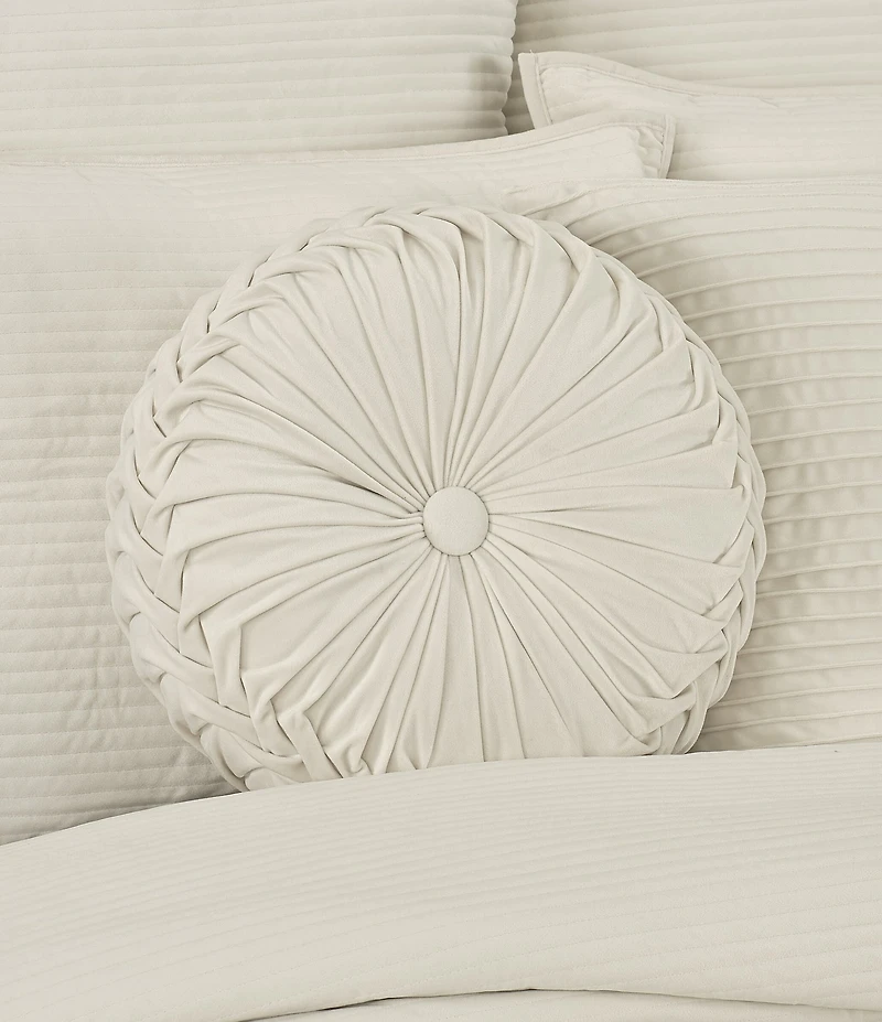 J. Queen New York Townsend Button-Tufted Pleated Round Pillow