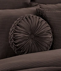 J. Queen New York Townsend Button-Tufted Pleated Round Pillow
