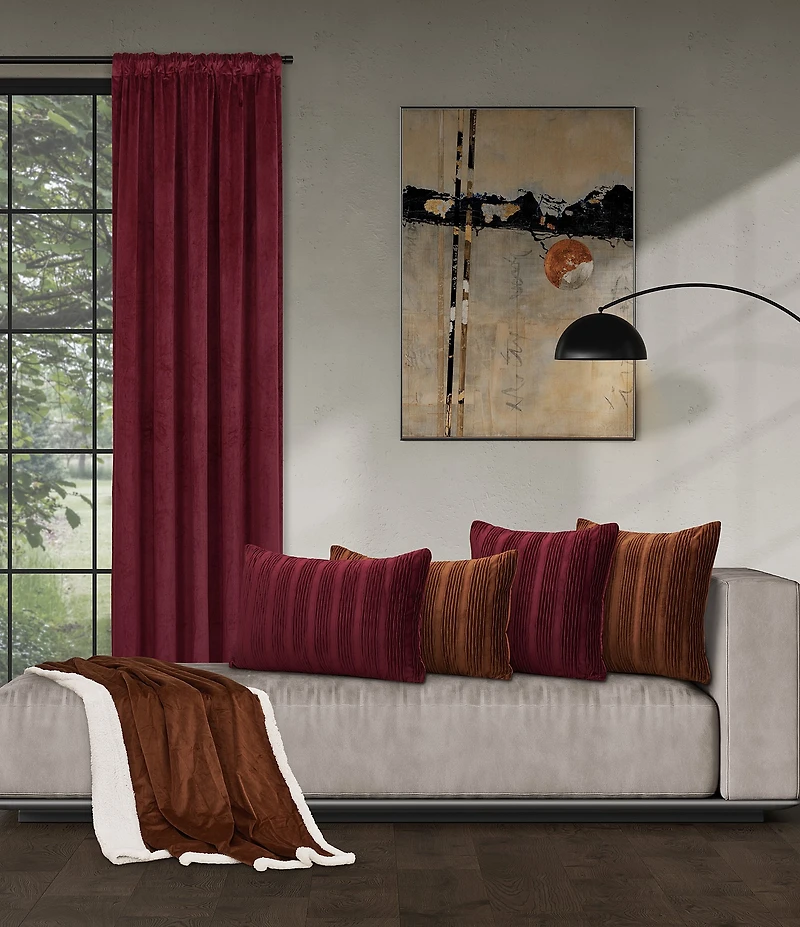 J. Queen New York Townsend Plush Velvet and Sherpa Fabric Reversible Throw