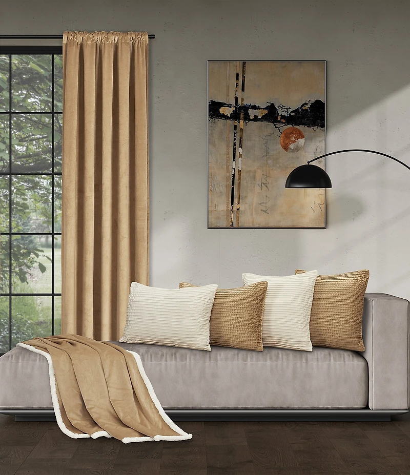 J. Queen New York Townsend Plush Velvet and Sherpa Fabric Reversible Throw