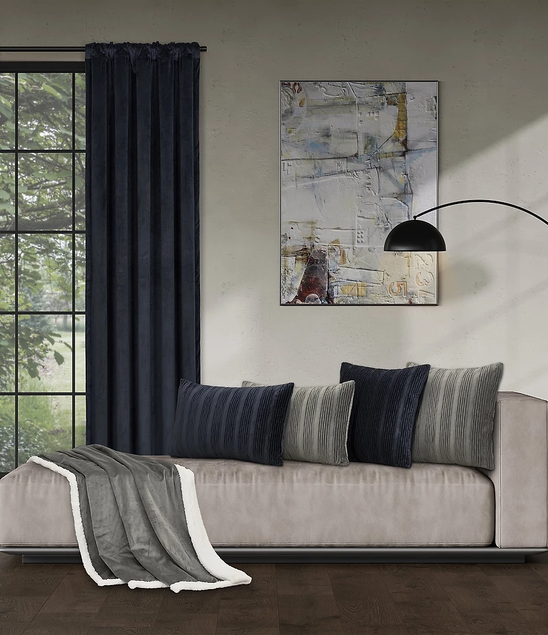 J. Queen New York Townsend Plush Velvet and Sherpa Fabric Reversible Throw