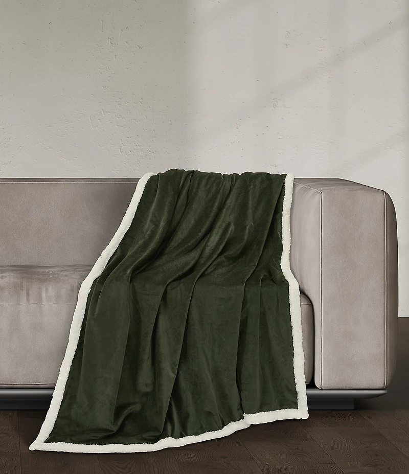 J. Queen New York Townsend Plush Velvet and Sherpa Fabric Reversible Throw