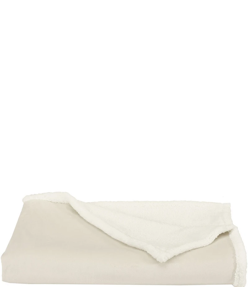 J. Queen New York Townsend Plush Velvet and Sherpa Fabric Reversible Throw