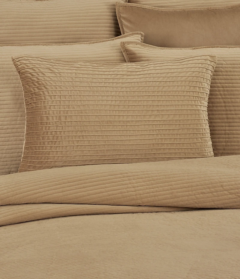 J. Queen New York Townsend Straight Pleated Velvet Lumbar Decorative Pillow Cover