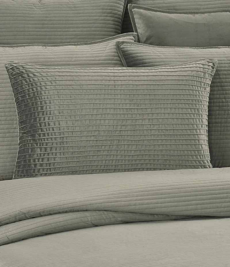 J. Queen New York Townsend Straight Pleated Velvet Lumbar Decorative Pillow Cover