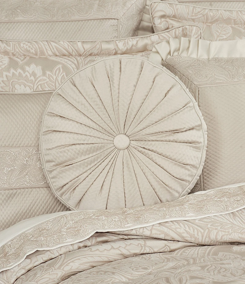 J. Queen New York Villanova Button-Tufted Satin Round Pillow