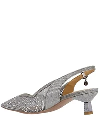 J. Renee Aleksa Glitter Embellished Fabric Mesh Slingback Kitten Heel Dress Pumps