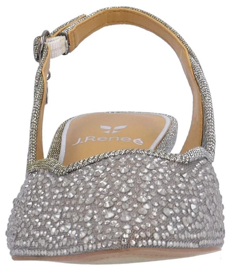 J. Renee Aleksa Glitter Embellished Fabric Mesh Slingback Kitten Heel Dress Pumps