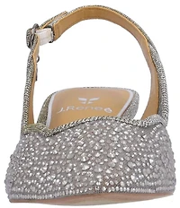 J. Renee Aleksa Glitter Embellished Fabric Mesh Slingback Kitten Heel Dress Pumps