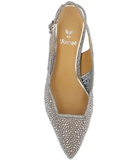 J. Renee Aleksa Glitter Embellished Fabric Mesh Slingback Kitten Heel Dress Pumps
