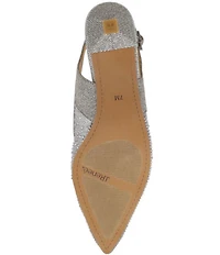 J. Renee Aleksa Glitter Embellished Fabric Mesh Slingback Kitten Heel Dress Pumps