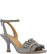 J. Renee Almita Glitter Rhinestone Ruffle Ankle Strap Dress Sandals