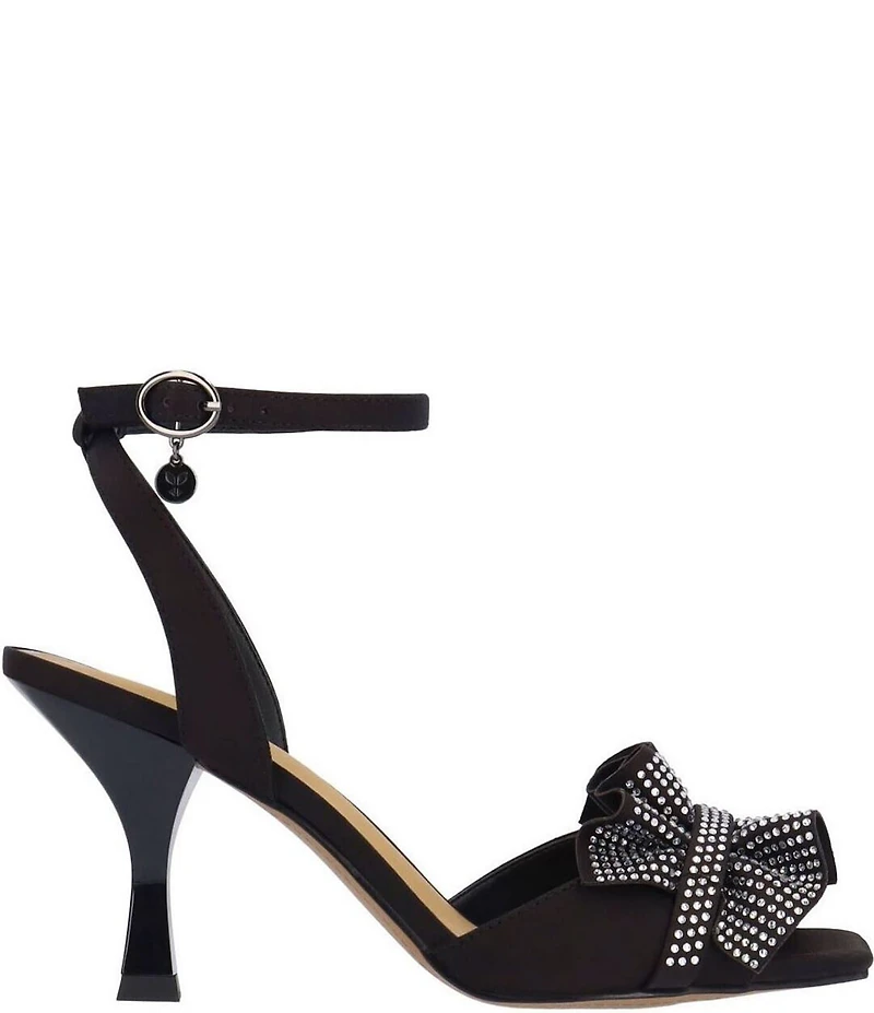 J. Renee Almita Satin Rhinestone Ruffle Ankle Strap Dress Sandals