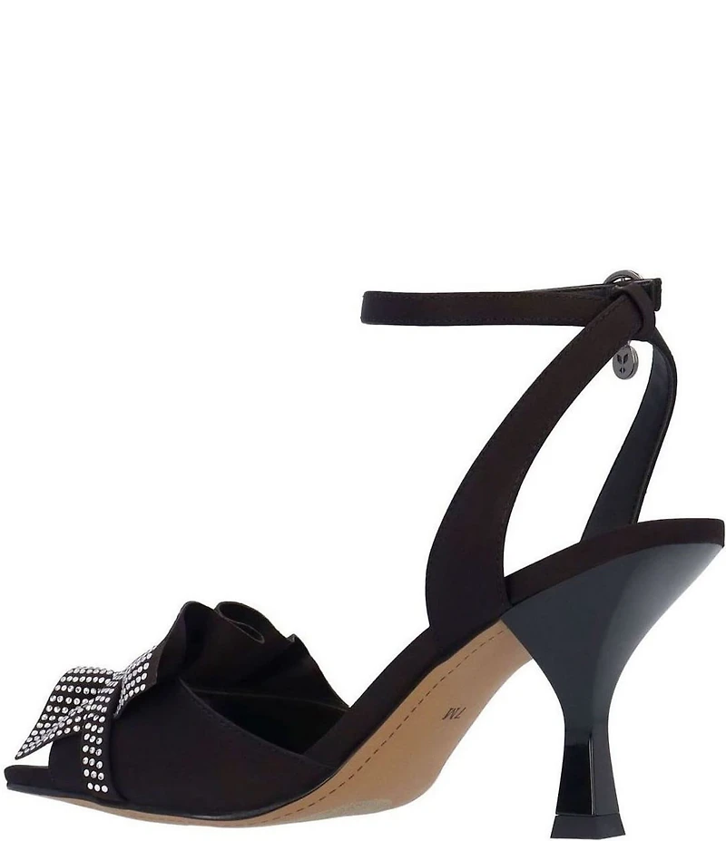 J. Renee Almita Satin Rhinestone Ruffle Ankle Strap Dress Sandals