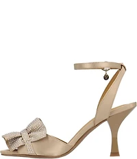 J. Renee Almita Satin Rhinestone Ruffle Ankle Strap Dress Sandals