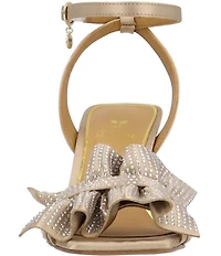J. Renee Almita Satin Rhinestone Ruffle Ankle Strap Dress Sandals
