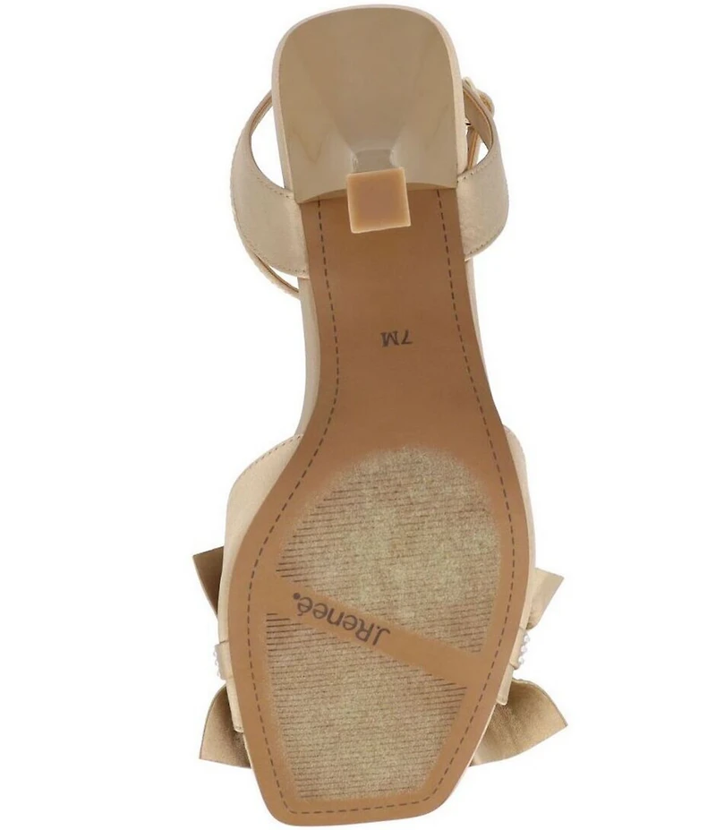 J. Renee Almita Satin Rhinestone Ruffle Ankle Strap Dress Sandals