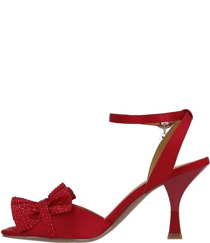 J. Renee Almita Satin Rhinestone Ruffle Ankle Strap Dress Sandals