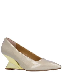 J. Renee Anisha Glitter Patent Wedge Pumps