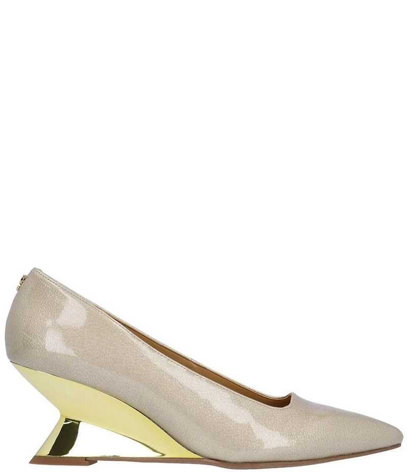 J. Renee Anisha Glitter Patent Wedge Pumps