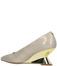 J. Renee Anisha Glitter Patent Wedge Pumps