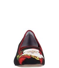 J. Renee Babbonatale Santa Embroidered Suede Square Toe Beaded Heel Pumps