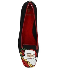 J. Renee Babbonatale Santa Embroidered Suede Square Toe Beaded Heel Pumps