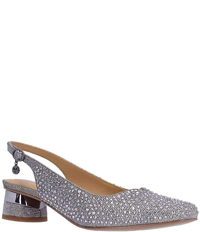 J. Renee Baline Shimmer Rhinestone Embellished Sling Pumps