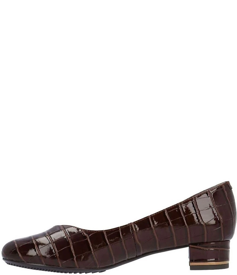 J. Renee Bambalina Croco Embossed Block Heel Pumps