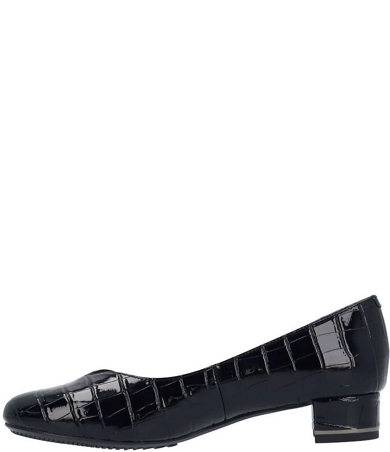 J. Renee Bambalina Croco Embossed Block Heel Pumps