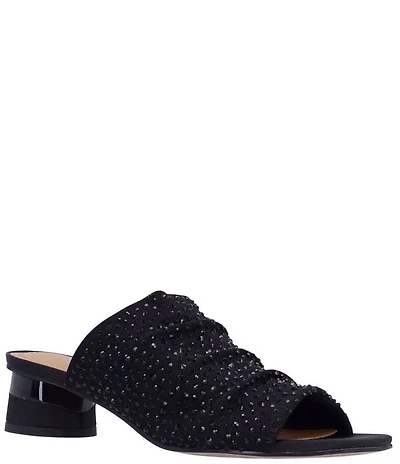 J. Renee Banan Mesh Rhinestone Slide Sandals