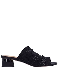 J. Renee Banan Mesh Rhinestone Slide Sandals