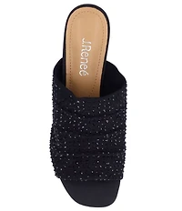 J. Renee Banan Mesh Rhinestone Slide Sandals