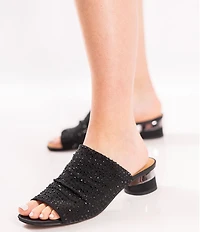 J. Renee Banan Mesh Rhinestone Slide Sandals