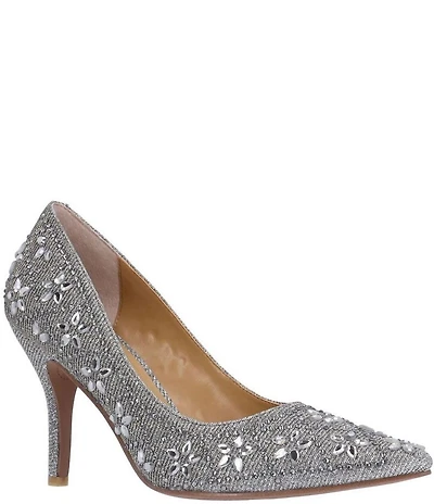 J. Renee Barlow Glitter Fabric Pumps