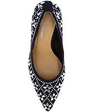 J. Renee Barlow Suede Rhinestone Embellished Flower Pumps