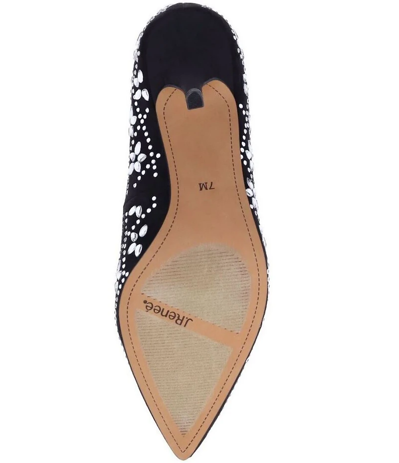 J. Renee Barlow Suede Rhinestone Embellished Flower Pumps